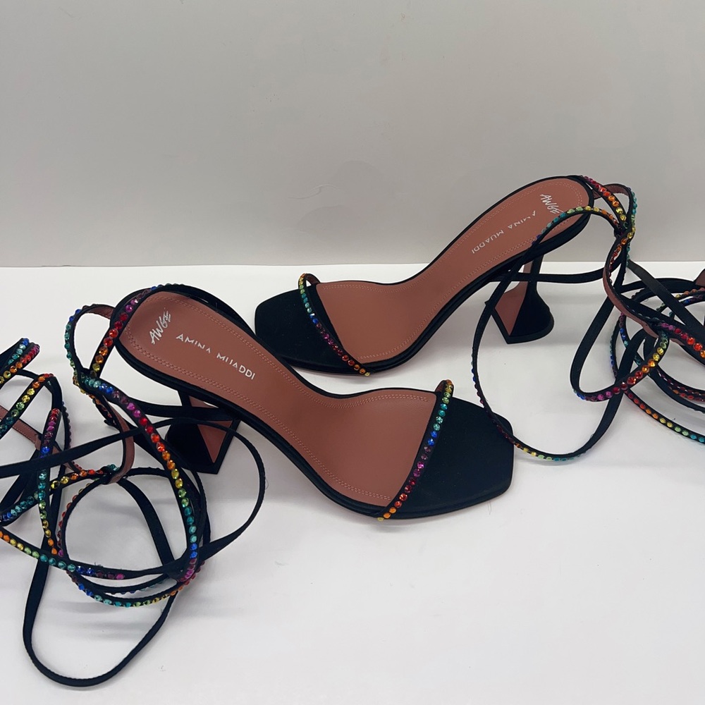 Amina Muaddi x AWGE thigh-high satin sandals - Picture 3 of 13